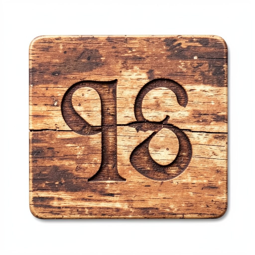 A square thumbnail in warm earthy tones of brown and cream, suggesting rustic wood textures and monogram lettering.